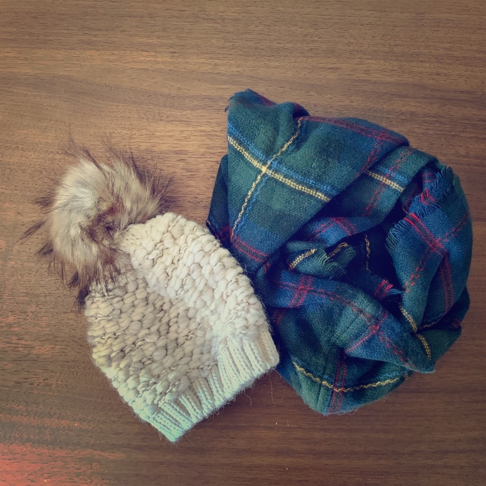 Green & Navy Plaid Infinity Scarf